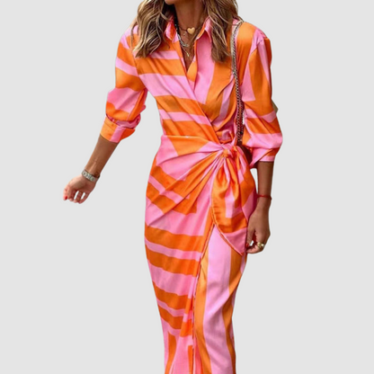 CECILIA™ | ELEGANT STRIPED MIDI DRESS