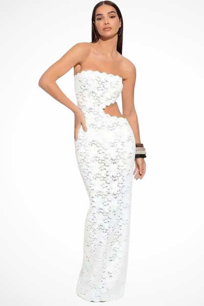 DELPHINE | LACE STRAPLESS CUT OUT MAXI DRESS