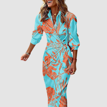 CECILIA™ | ELEGANT STRIPED MIDI DRESS