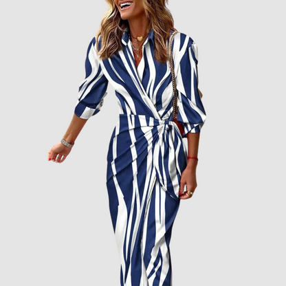 CECILIA™ | ELEGANT STRIPED MIDI DRESS