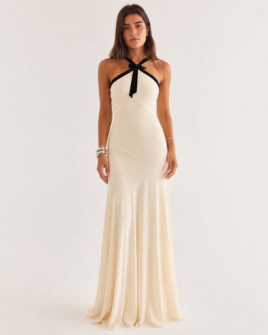 Amara Contrast Halter Maxi Dress