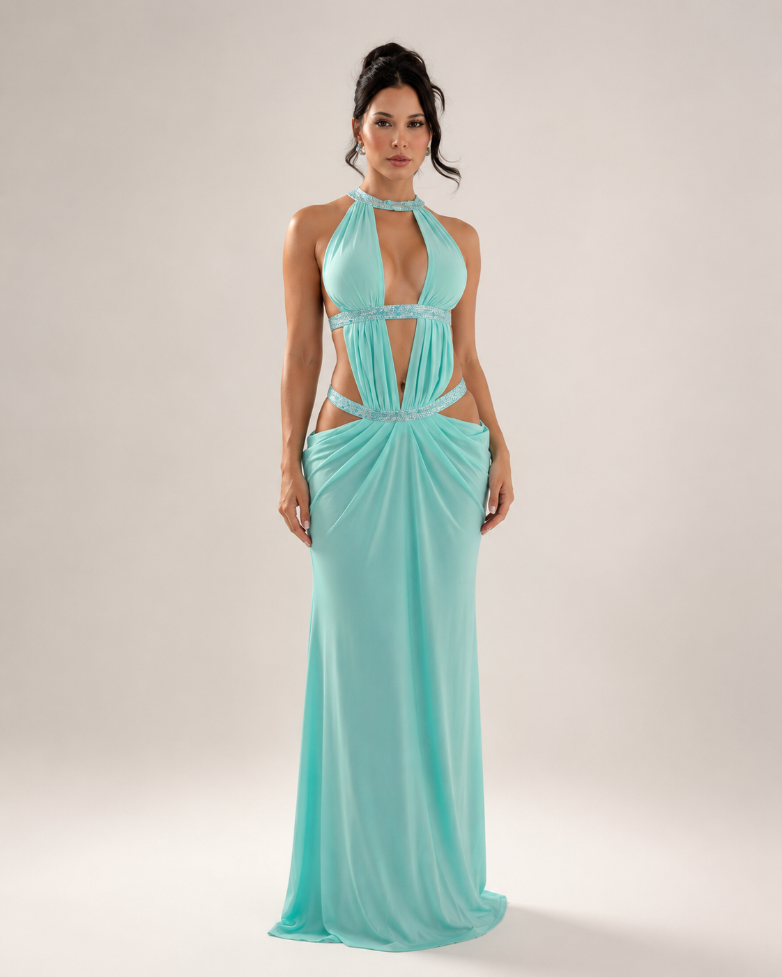 Celestia Aqua Maxi Dress