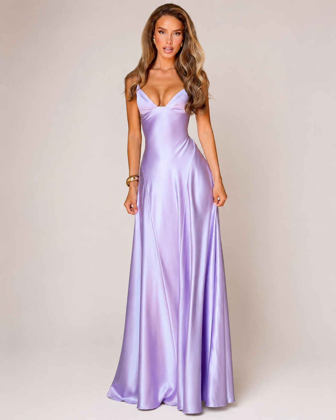 Elowen Lilac Satin Maxi Dress
