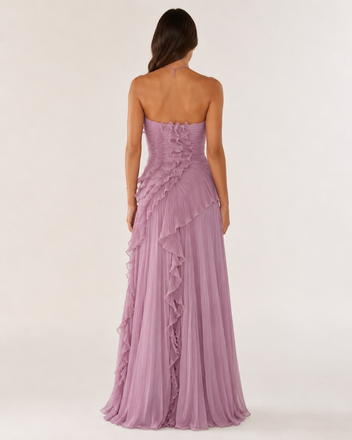 Solenne Pleated Ruffle Maxi Dress