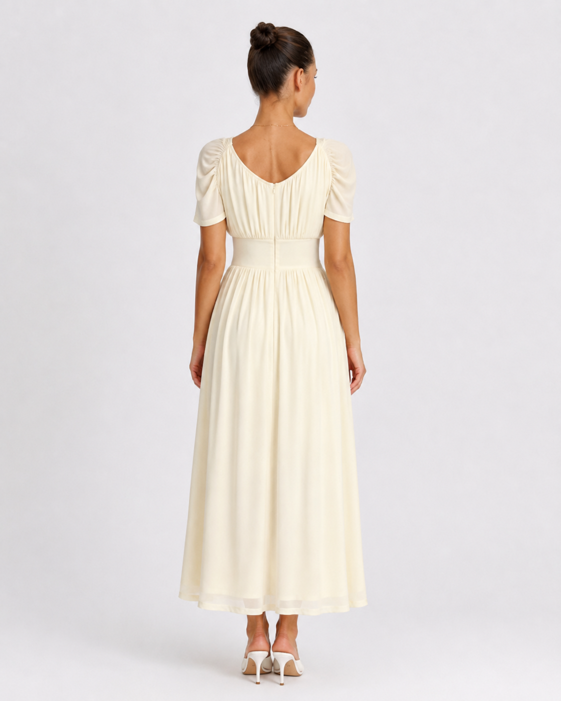 Evelina Draped Midi Dress – Ivory