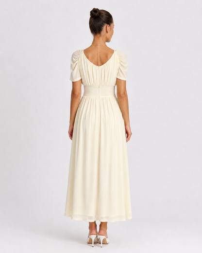 Evelina Draped Midi Dress – Ivory
