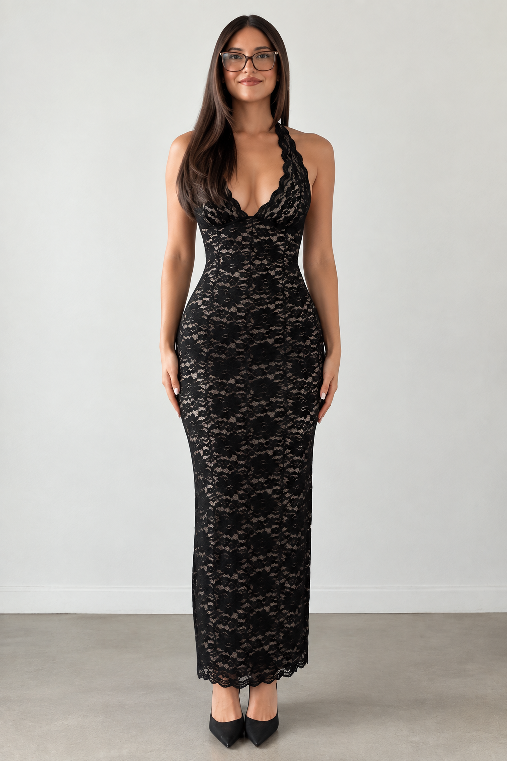 The Noir Lace Maxi Dress