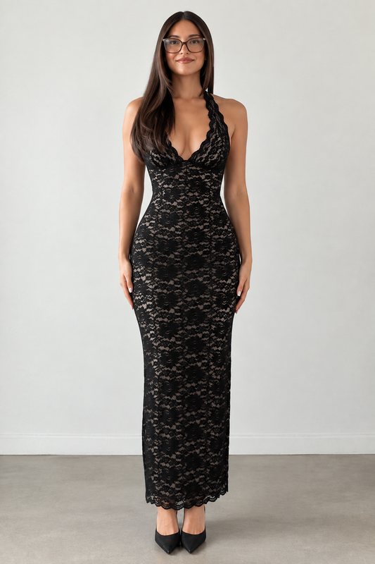 The Noir Lace Maxi Dress