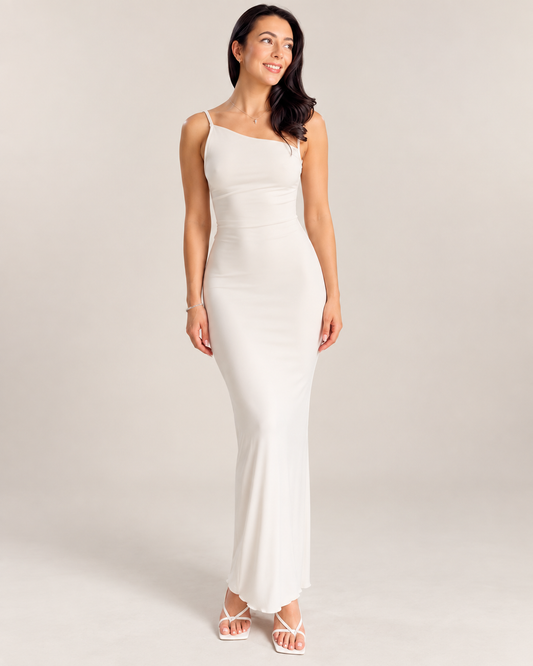 The Elara Backless Maxi Dress – Ivory