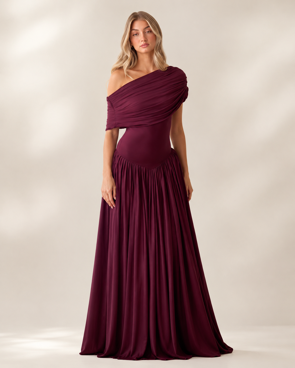 Valenne Draped Maxi Dress – Merlot
