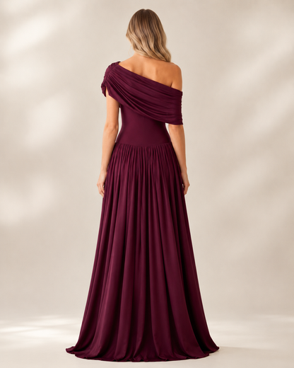 Valenne Draped Maxi Dress – Merlot