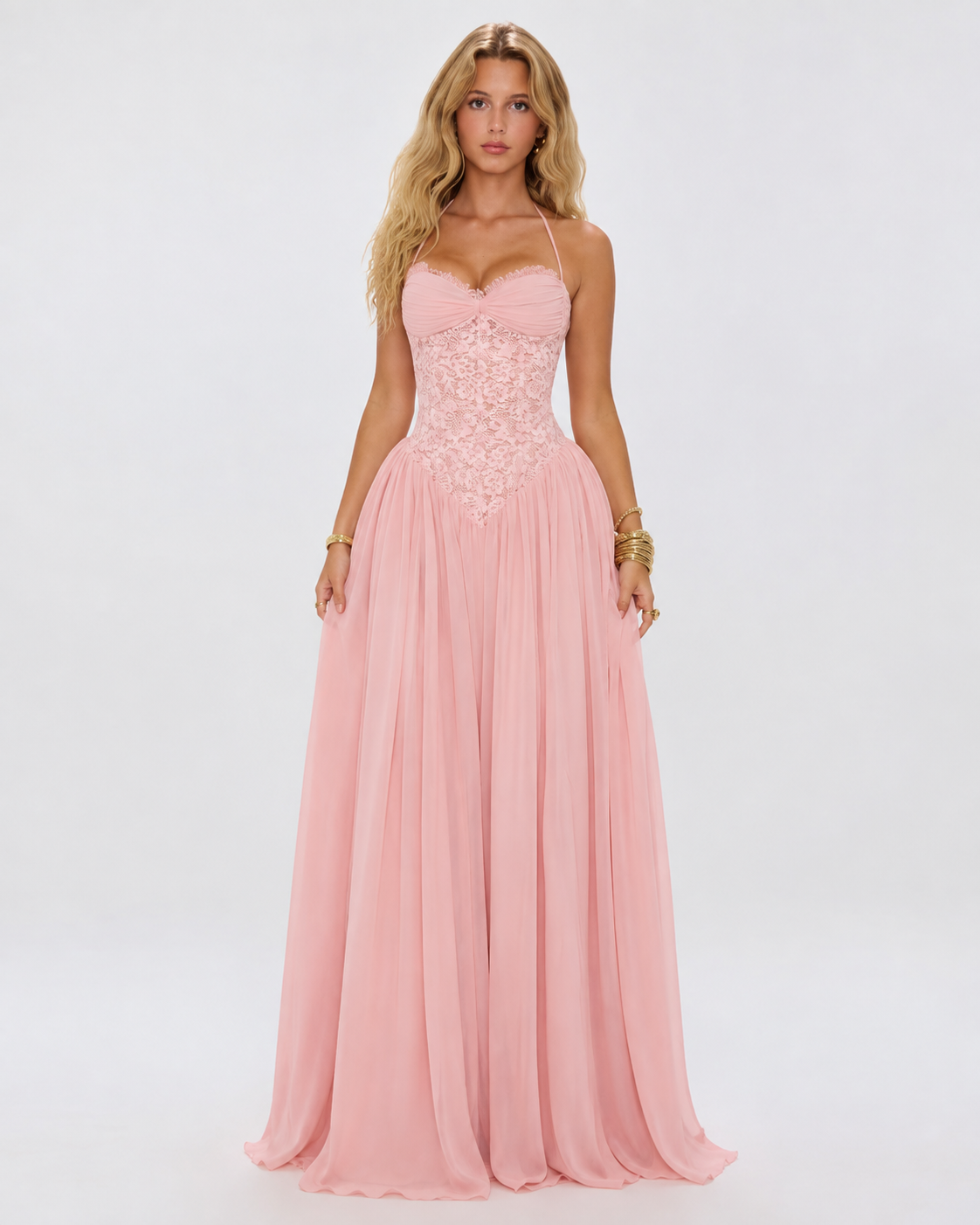 CELENNE – Lace Corset Maxi Dress