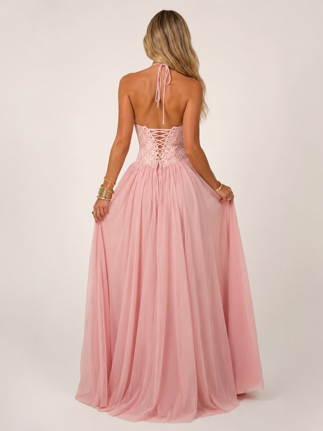 CELENNE – Lace Corset Maxi Dress