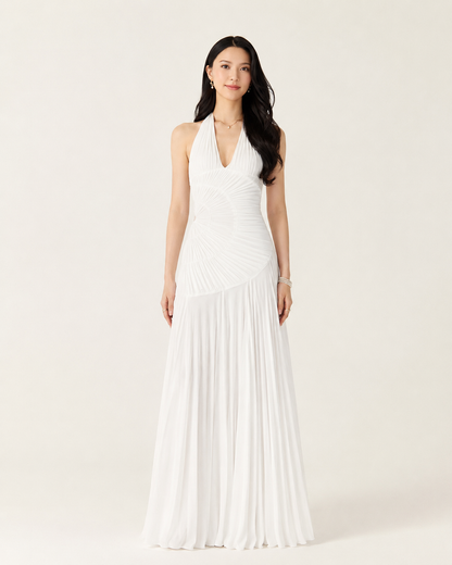 Elowen Ruched Halter Maxi Dress
