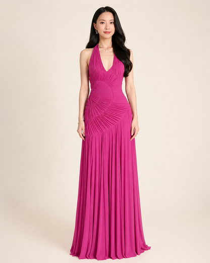 Elowen Ruched Halter Maxi Dress