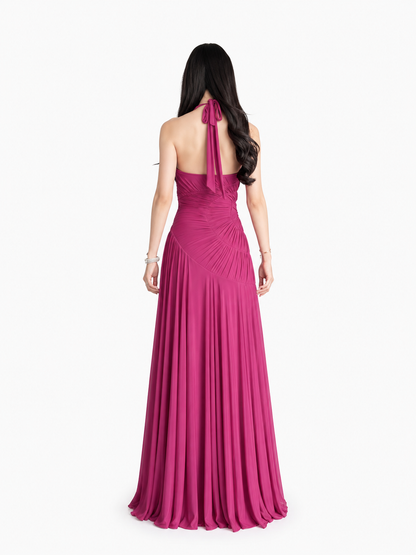Elowen Ruched Halter Maxi Dress
