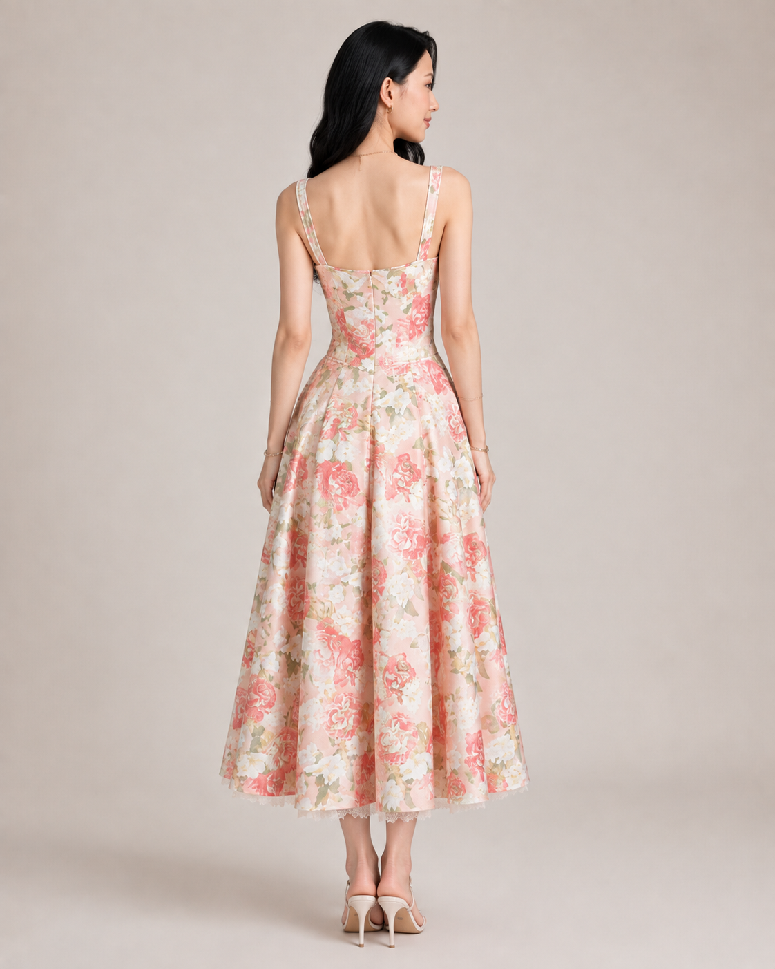 Rosalie Floral Corset Midi Dress