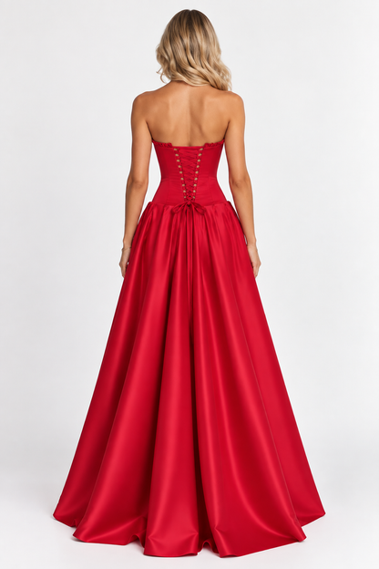 Valencia – Corset Satin Maxi Dress