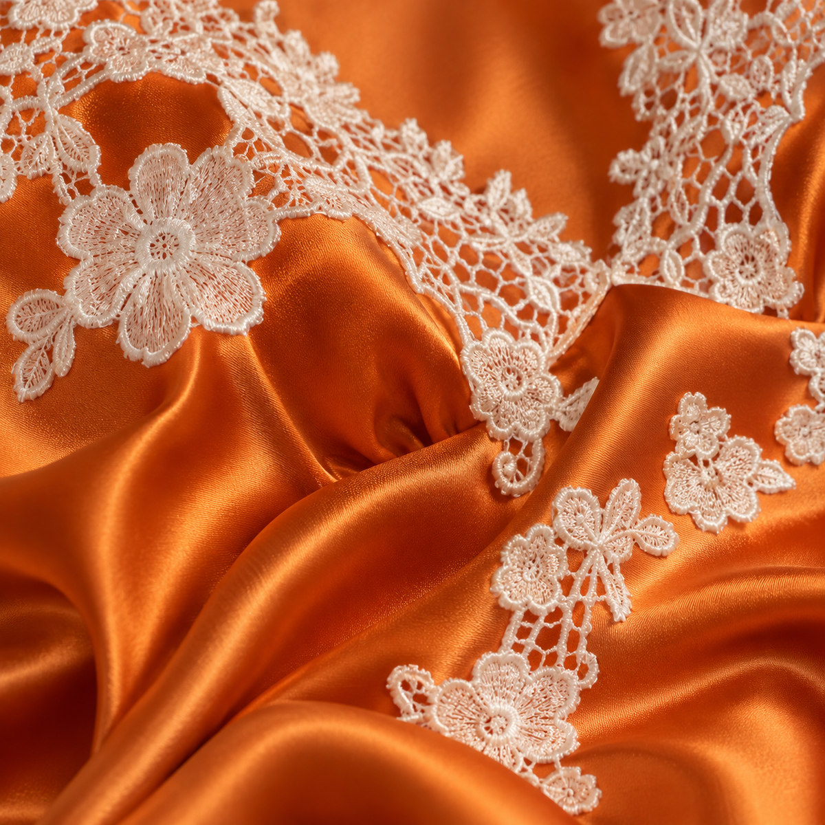 Solène – Lace Trim Satin Maxi Dress