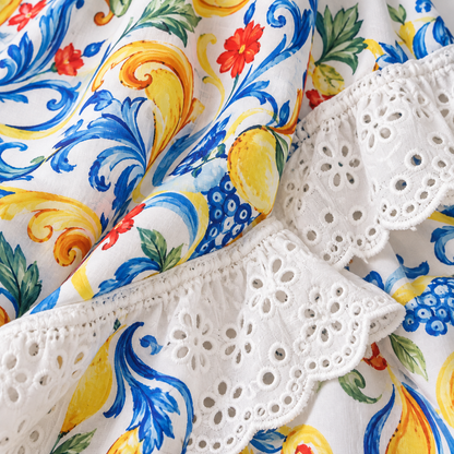 Eyelet Print Mini Dress