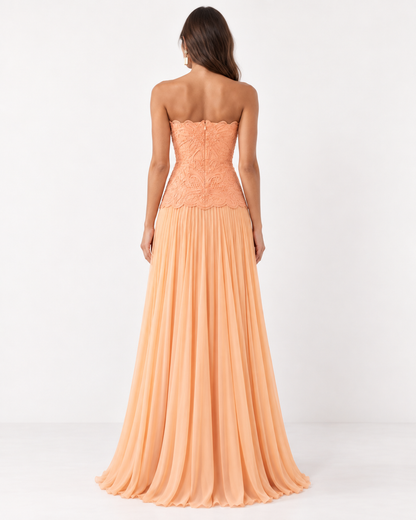 Solenne Lace Pleated Maxi Dress