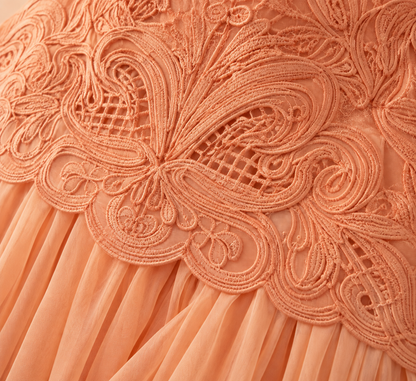 Solenne Lace Pleated Maxi Dress