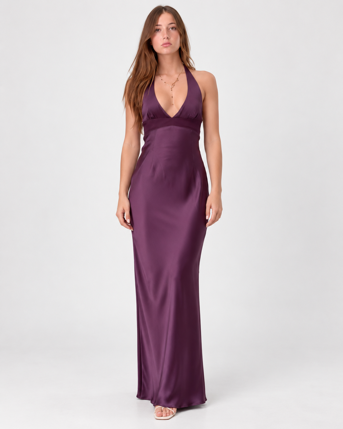 Virelle Satin Halter Maxi Dress