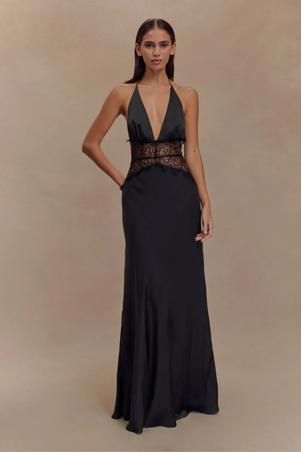 Dinae | Satin Halter Maxi Dress