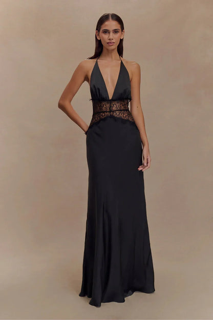 Dinae | Satin Halter Maxi Dress