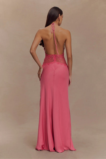 Dinae | Satin Halter Maxi Dress