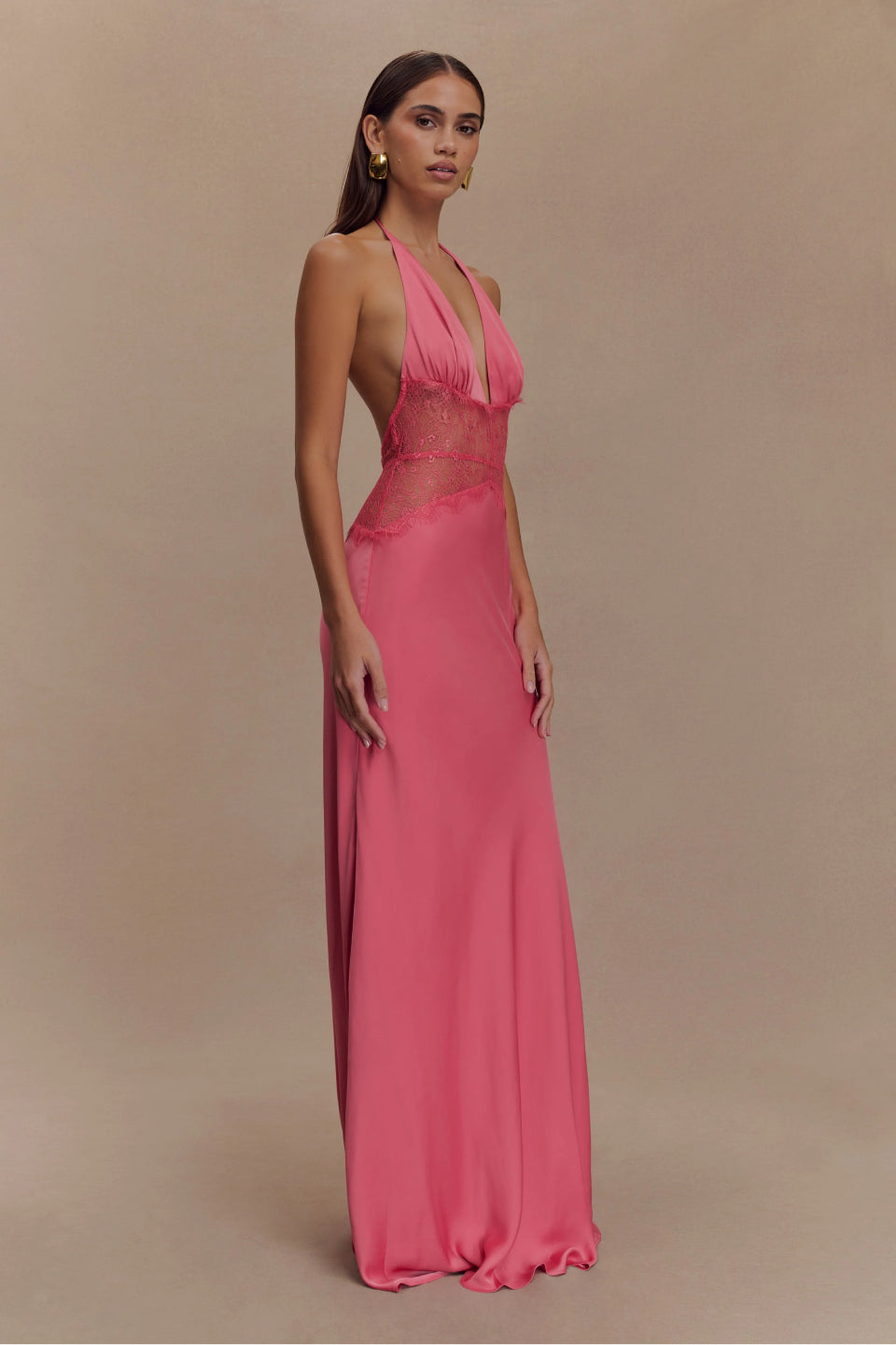 Dinae | Satin Halter Maxi Dress