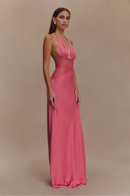 Dinae | Satin Halter Maxi Dress