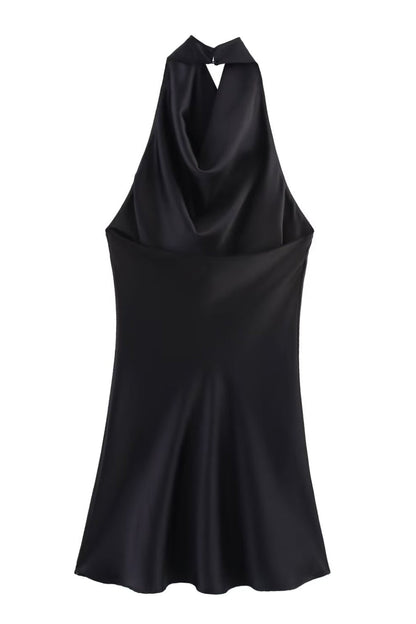 Noir Satin Slip Mini Dress