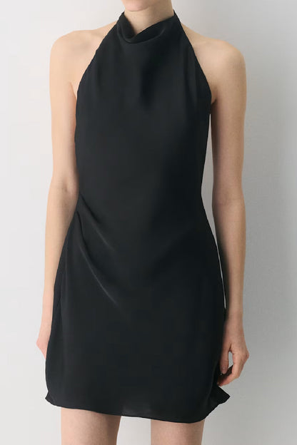 Noir Satin Slip Mini Dress